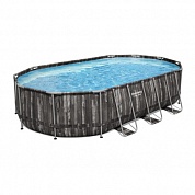 Каркасный бассейн Bestway Steel Wood Style 5611R (610х366х122 см) с картриджным фильтром, лестницей и тентом
